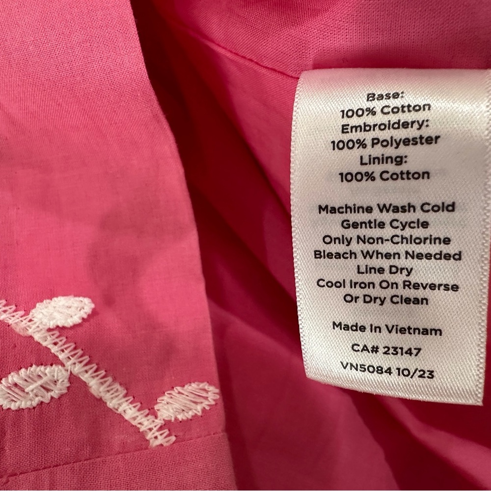 Talbots Graceful Garden Shift Dress Pink 3/4 Sleeve Cotton Women Petite 4 - Picture 6 of 8